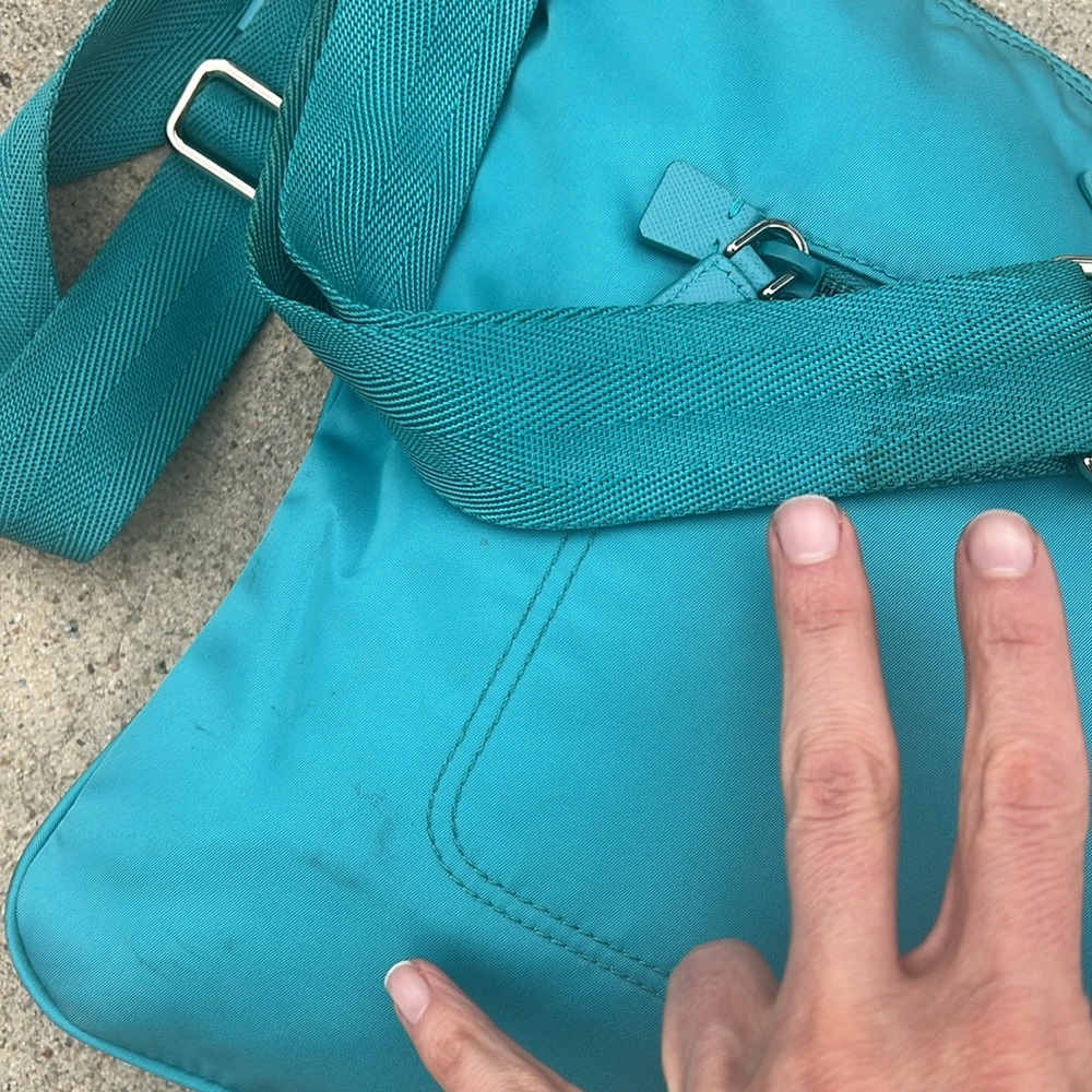 Prada Front Pocket Messenger Bag Tessuto Medium Crossbody teal - Picture 12 of 16